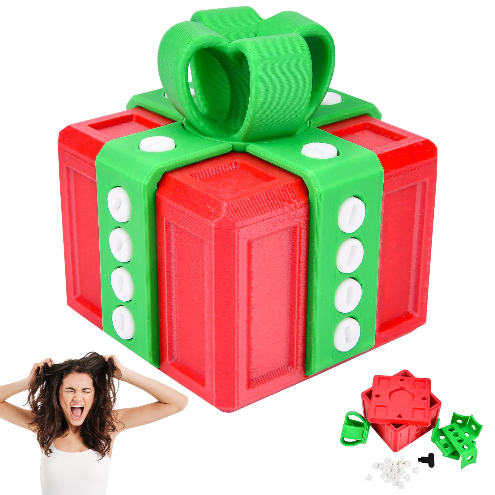 Annoying Gift Box, 3D Printed Joke Pranks Gift Box with Screws, 8CM Birthday Box Fidget Toys for Small Jewellery, Fathers Day-Gifts, Unusual Novelty Gifts for Men Father Mother Money Puzzle