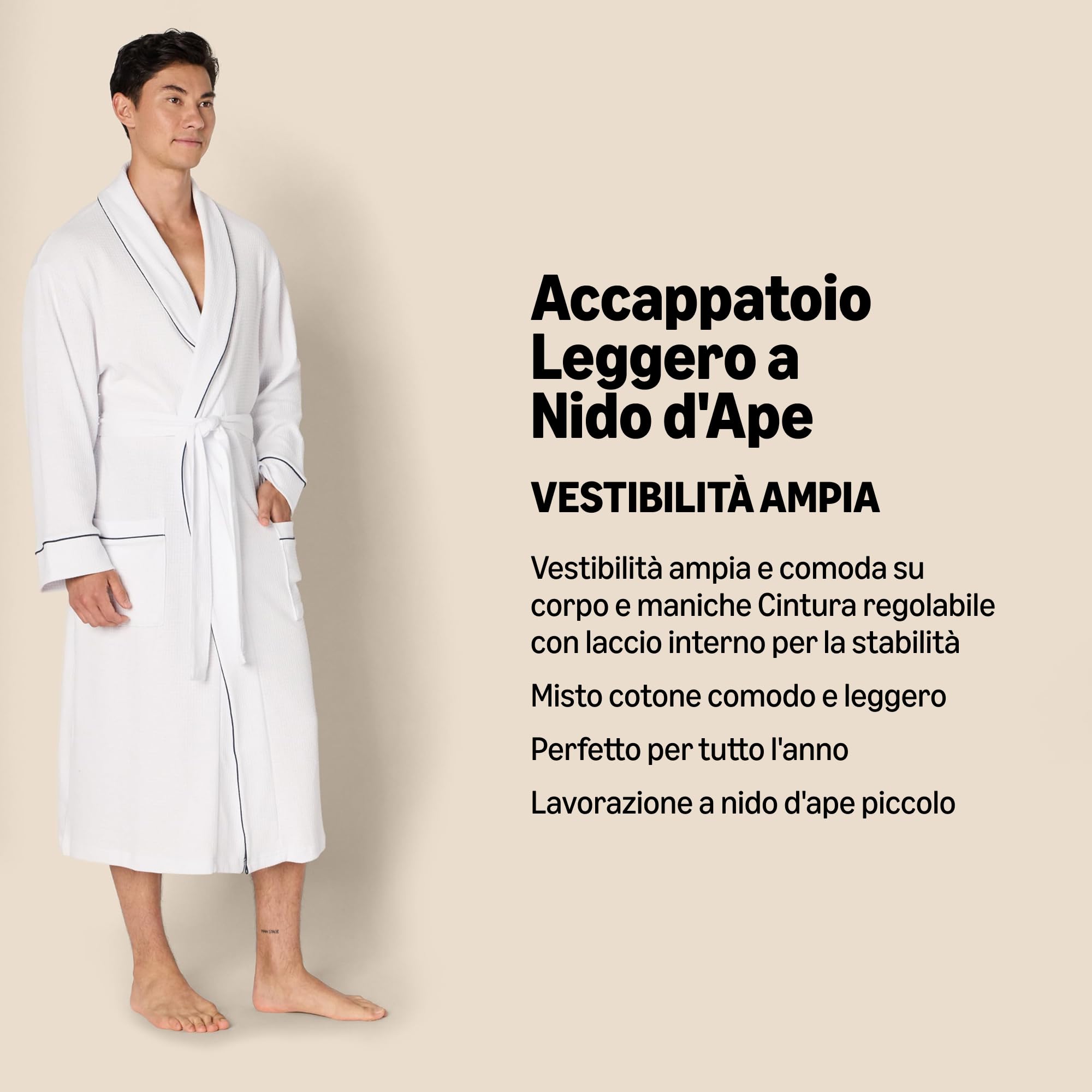 Amazon Essentials Accappatoio Leggero a Nido d'Ape (Disponibile nelle Taglie Big & Tall) Uomo