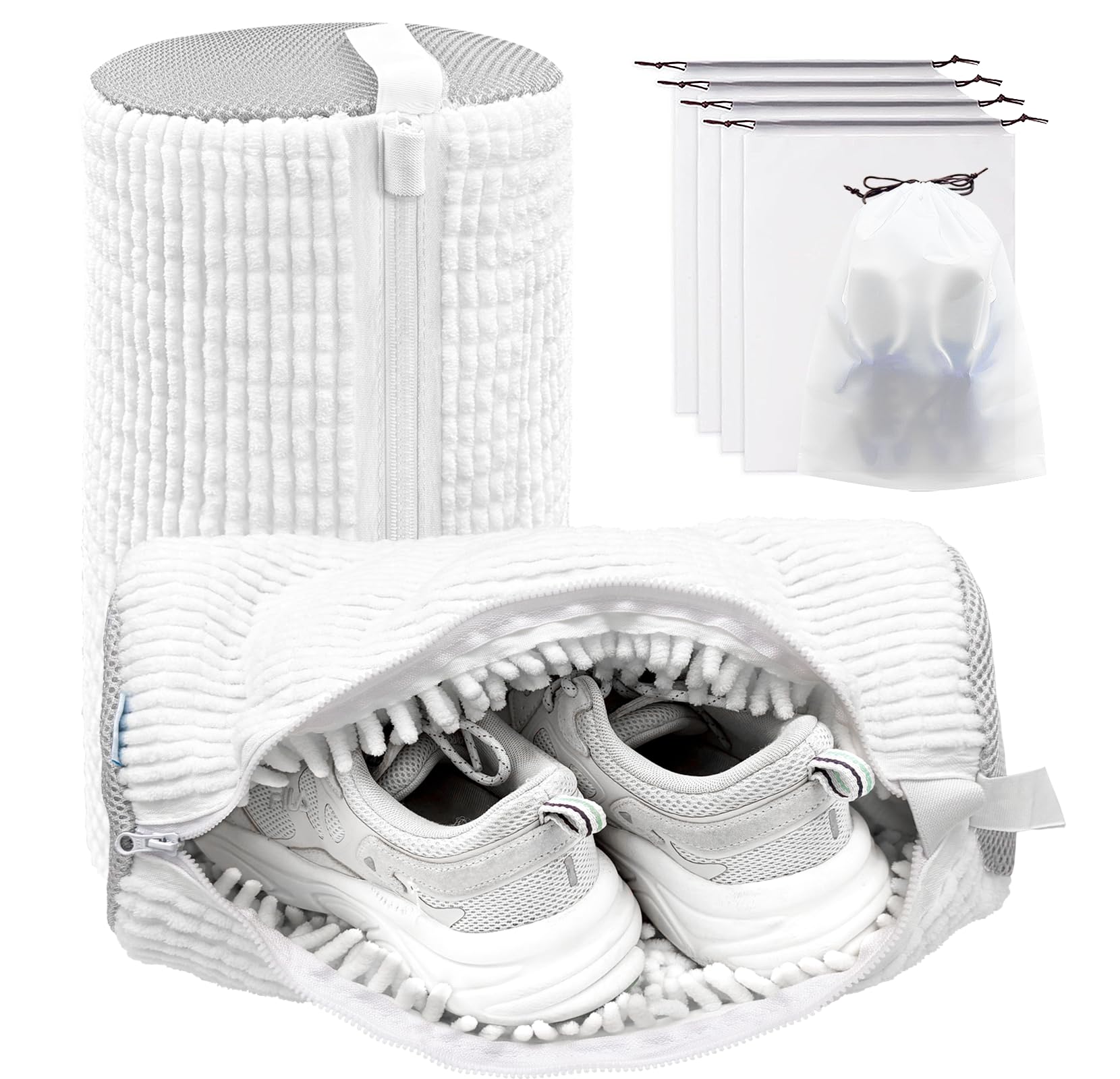 Shoe Washing Machine Bag,Laundry Shoe Bag for Washer and Dryer,Reusable Shoe Cleaning Bag for Sneakers,Tennis Shoes,With Self-locking Zipper,