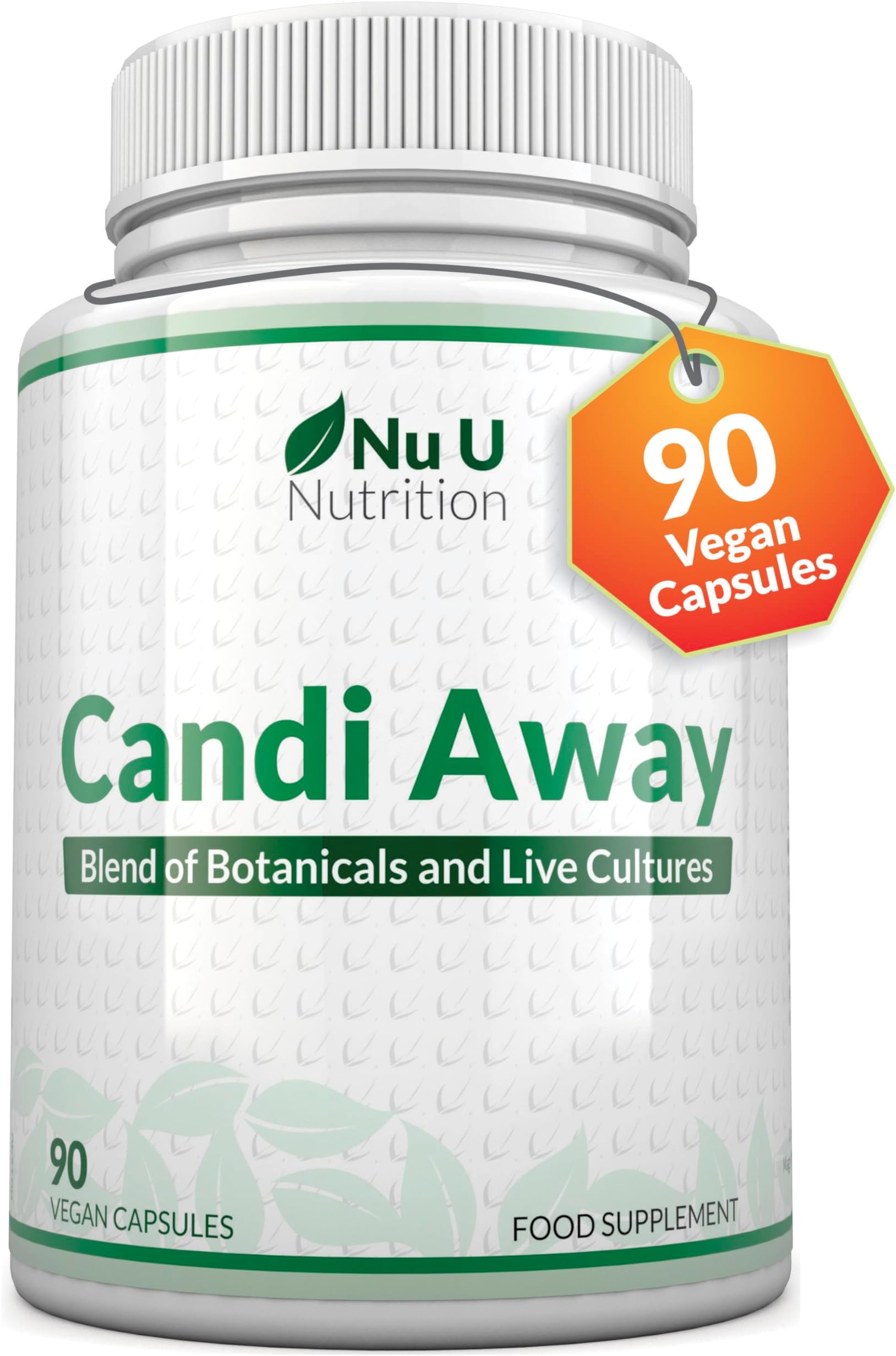 Natural Candida Cleanse & Yeast Support - 90 Vegan Capsules - 3 Month Supply - with Caprylic Acid, Protease, Oregano, Wormwood, Aloe Vera, Reishi, Aniseed, Cellulose & Lacto Acidophilus