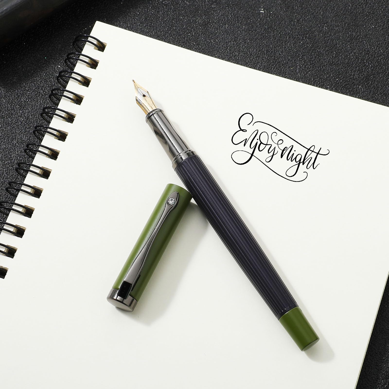 Penna Stilografica In Metall Con Pennino 0.5mm - Set Con Convertitore E 10 Cartucce Inchiostro Nero - Foto 12