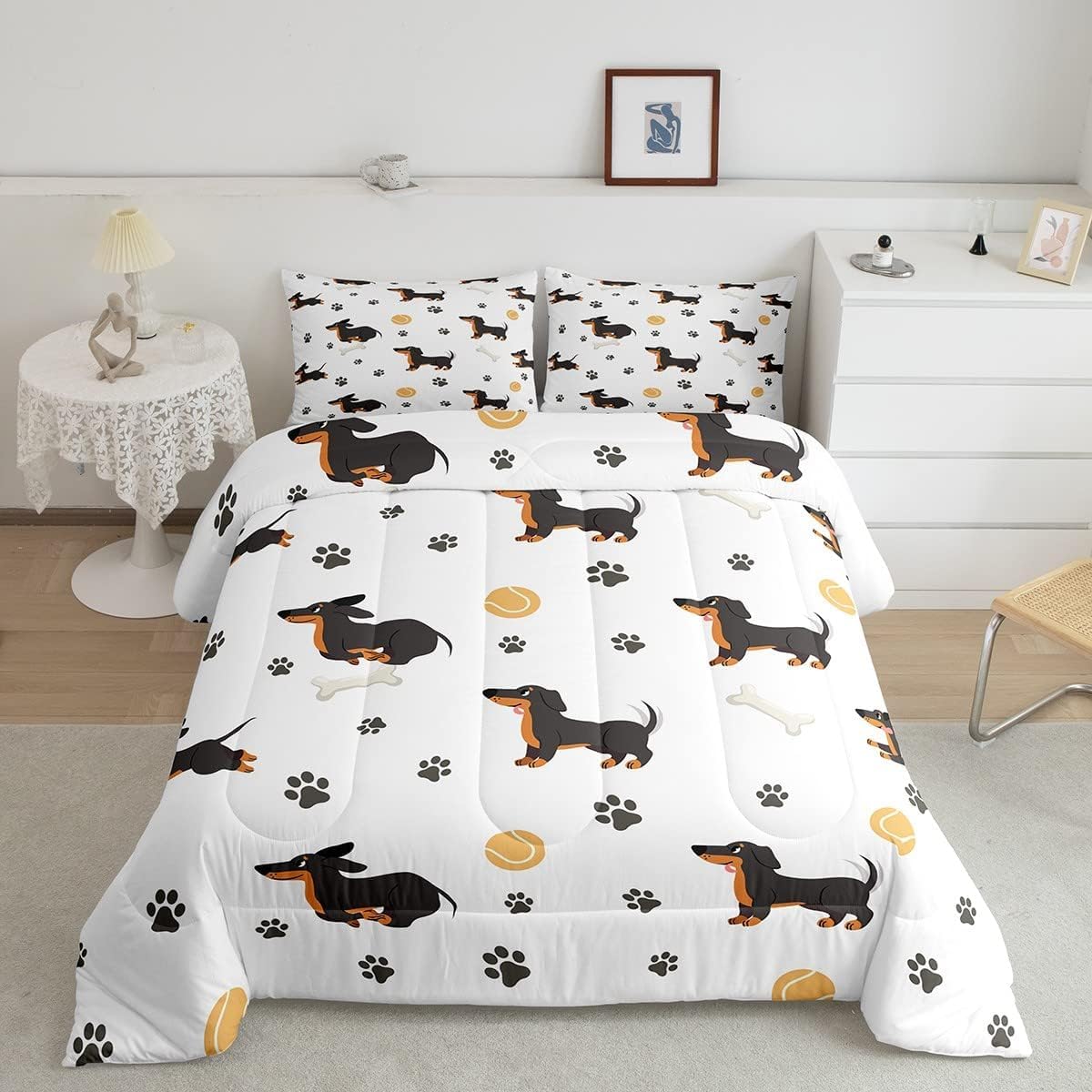 Parure de lit teckel idée cadeau originale pour femme et enfant lit double microfile confortable