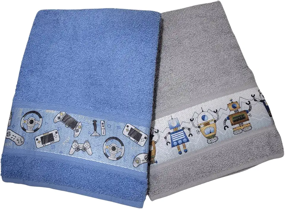 Kit 2 Toalhas de Banho Infantil Criança Jovem Juvenil Praia Piscina Felpuda 70cmx130cm 100% Algodão (Menino)