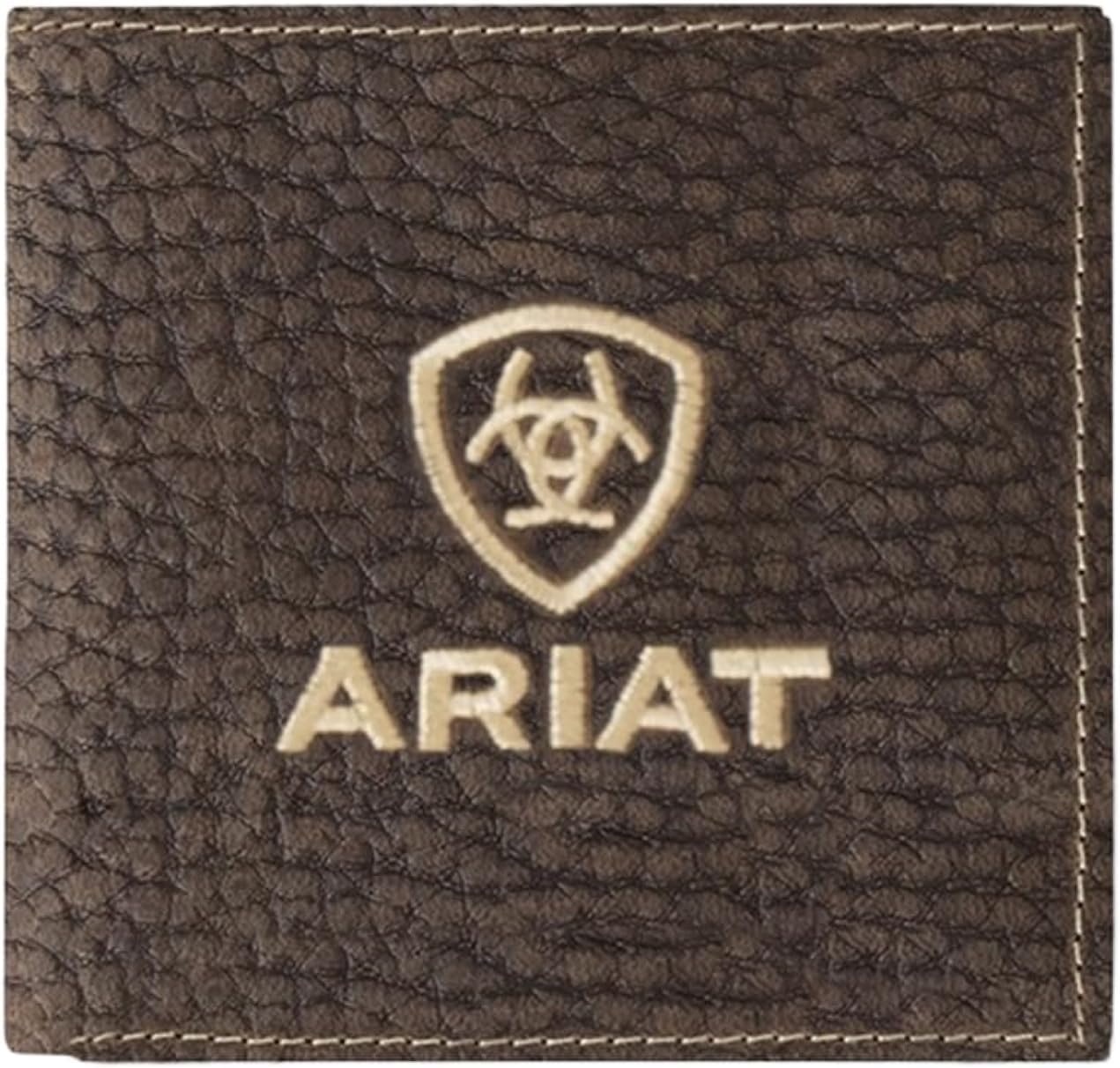 ARIAT Men's Pebbled Bull Hide Leather Bifold Wallet (Black)