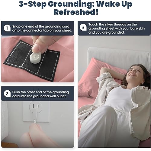 Miniatura 36 de OKOHEY Grounding Fitted Sheets with 15ft Earthing Cord, Queen Size, 90% Organic Cotton + 10% Silver Fiber, Soft & Breathable Grounded Sheet for White