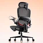 Chaise de bureau SIHOO B100, chaise de bureau ergonomique confortable, chaise d'ordinateur à dossier haut avec support lombaire dynamique adaptatif, accoudoirs rabattables pour jouer de la guitare, chaise de bureau pivotante pour de longues heures, Gris