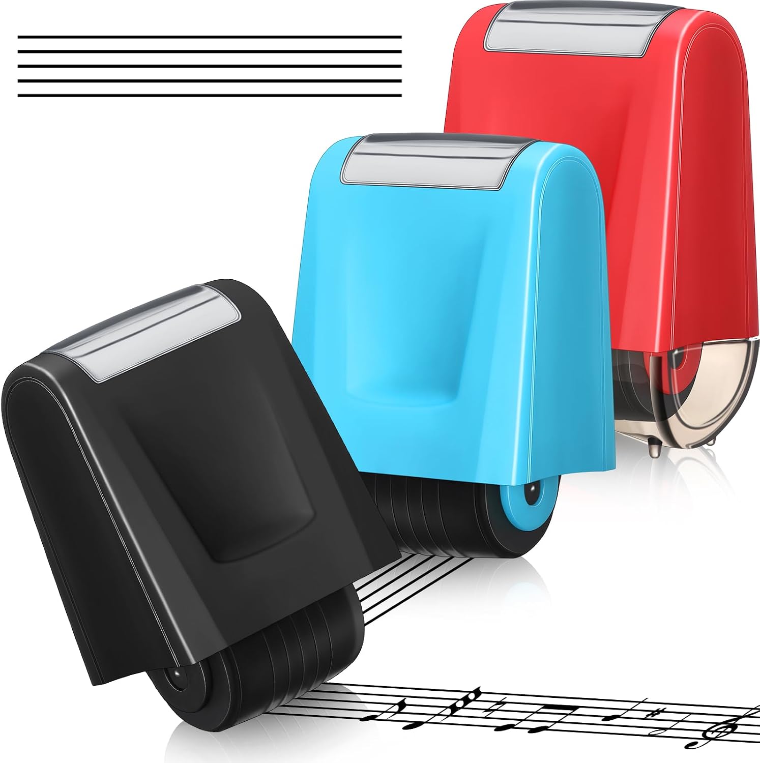 Nezyo 3 Pcs Music Staff Roller Stamp 5 Line Teacher Stamp Pen Practice Self Inking Rolling Sentence Strips Handwriting Tool for Writing Roller Handwriting