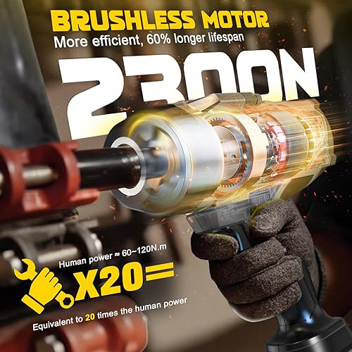 Miniatura 2 de Llave de impacto inalámbrica de 12 pulgada compatible con batería DeWalt de 20 V, 1700 pies-libras (2300 Nm), destornillador de impacto de alto par,