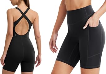 ENERBLOOM Womens Biker Shorts & Workout Jumpsuits for Running Yoga Gym