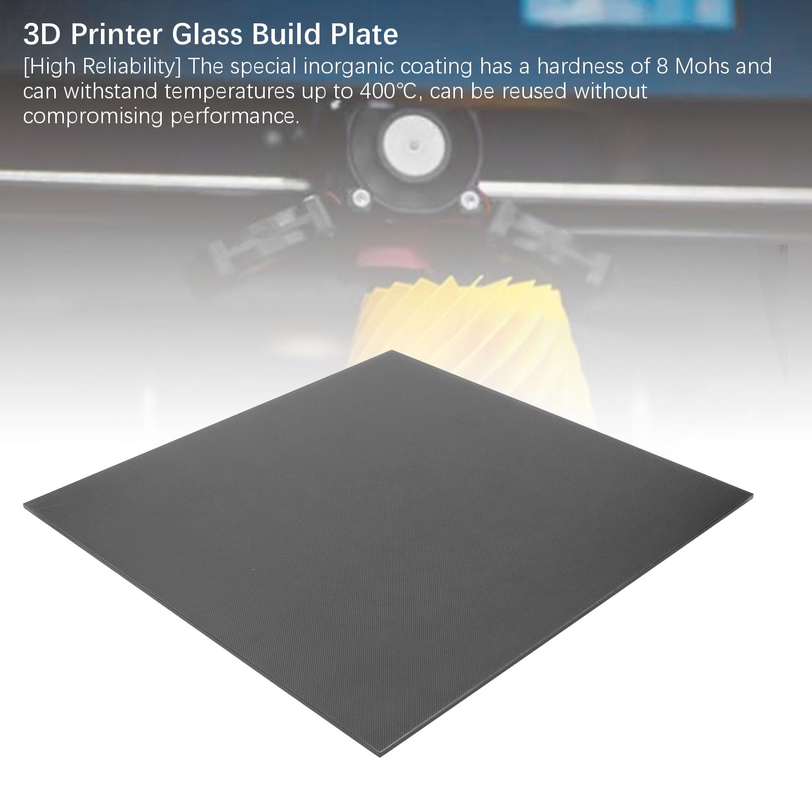 Aramox Piastra di Costruzione in Vetro per Stampante 3D con Rivestimento Microporoso Superficie del Piano di Stampa 377x370x4mm Forte Adesione Facile Rilascio Facile Pulizia per la Stampa Ender 5 Plus