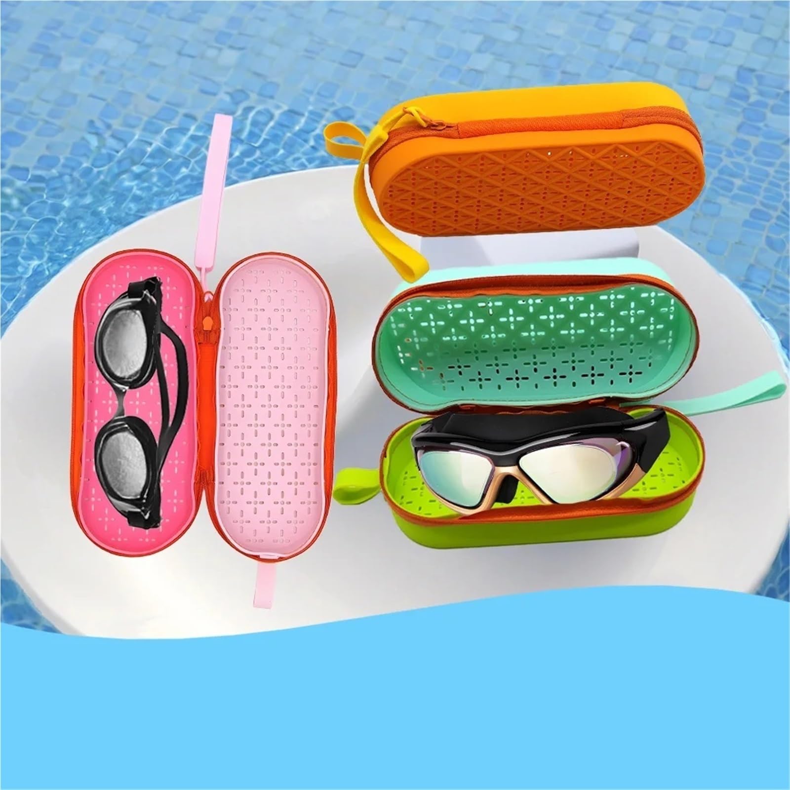 Protector organizador de gafas natación, estuche suave for, equipo, transpirable, 2 uds para Gafas