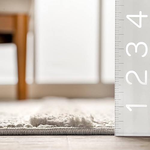 Miniatura 6 de nuLOOM Elena - Alfombra marroquí con borlas altasbajas de celosía, 5 x 8, beige