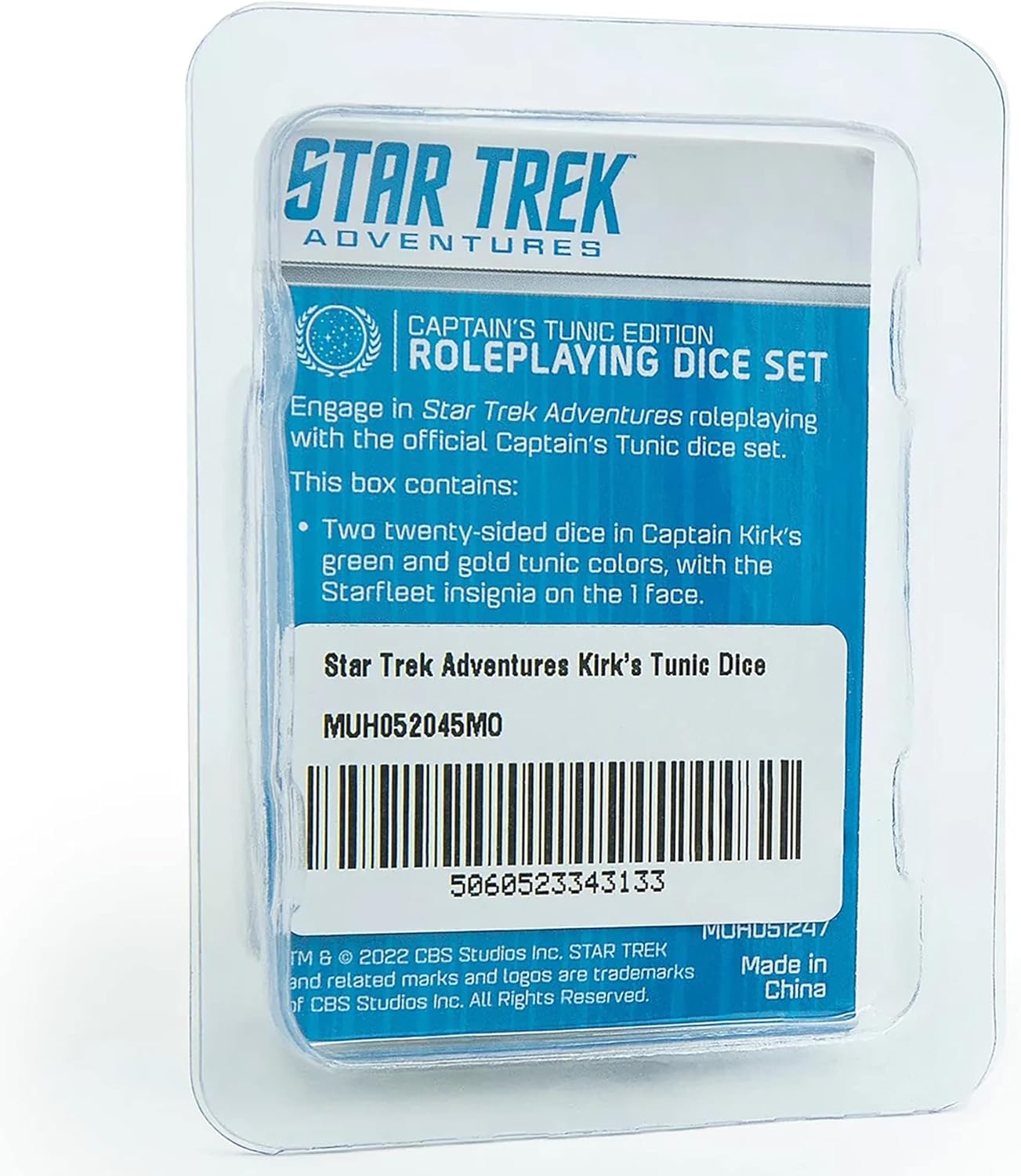 Modiphius Entertainment Star Trek Adventures: Captain Kirk's Tunic Dice - 6 Piece Roleplaying Dice Set, Green (MUH052045)