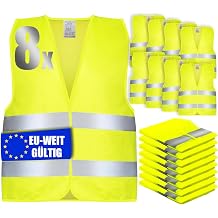 8 Pack Hi Vis Vest, High Visibility Vest EN ISO 20471, Hi Viz Vests Yellow Unisex Hi Vis Jacket for Traffic Work, Running, Surveyor and Security Guard Construction Vest