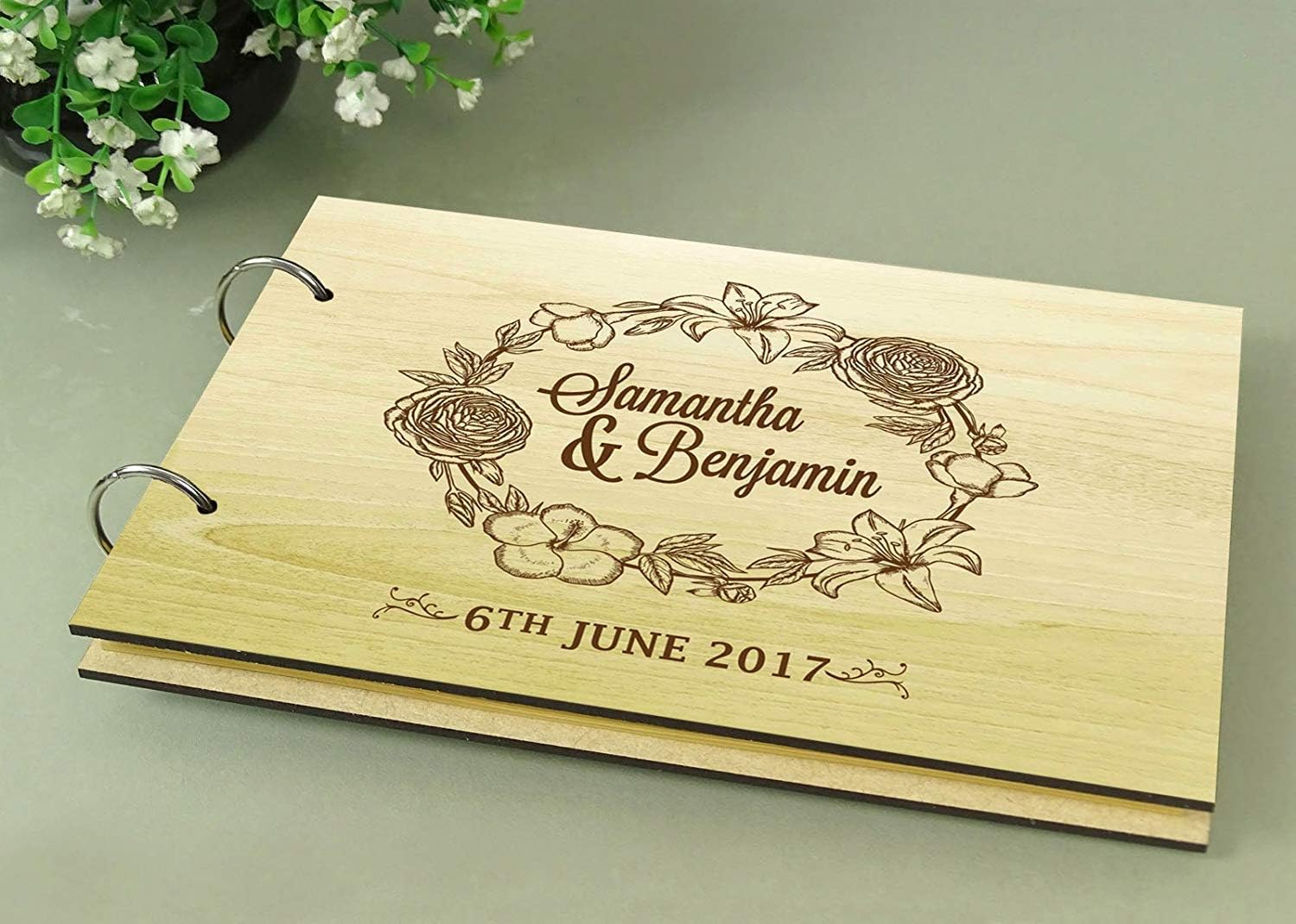 Darling Souvenir Handmade Personalized Guest Book Rustic Wedding Wood Engraved Advice Book Photo Album Custom Scrapbook.