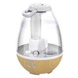 UHT1-SI Ultrasonic Cool Mist Humidifier, 0.4 Gallon (1.5L) Water Tank, 2 Settings, Auto Shut-Off, 360° Rotatable Nozzle, Illuminated Touch Control, LED Nightlight, Ash Woodgrain