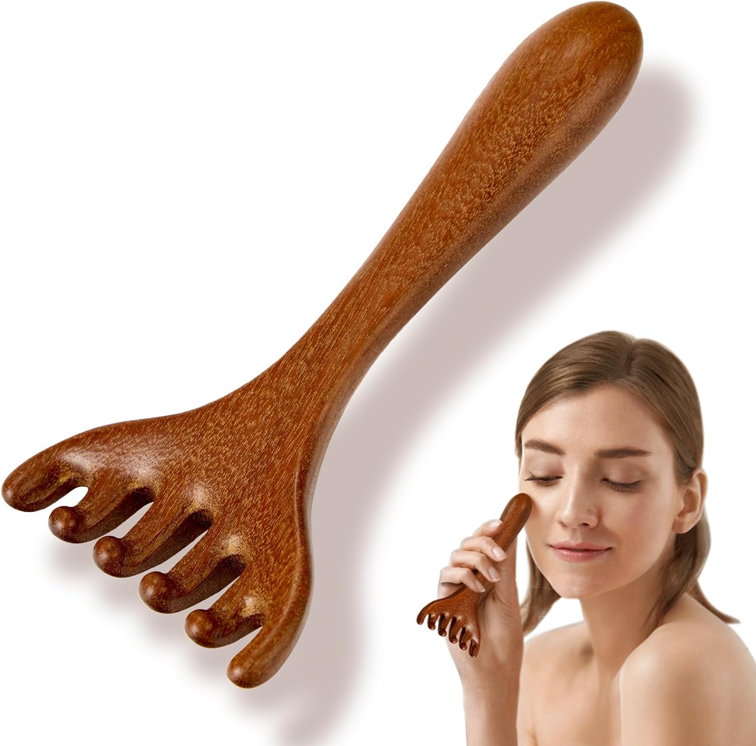 6 Claws Wood Scalp Massager, Sandalwood Gua Sha Comb, Head Scalp Scratcher Massage Tool for Deep Relaxation & Stress Reductio Gifts(MoyRetty)
