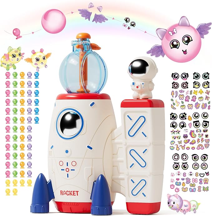 DIY Space Magic Balloon Craft Kit for Kids | Rocket Air Pump & Sticker Balloon Toy | Creative STEM Activity & Birthday Gift for Boys & Girls Ages 3+