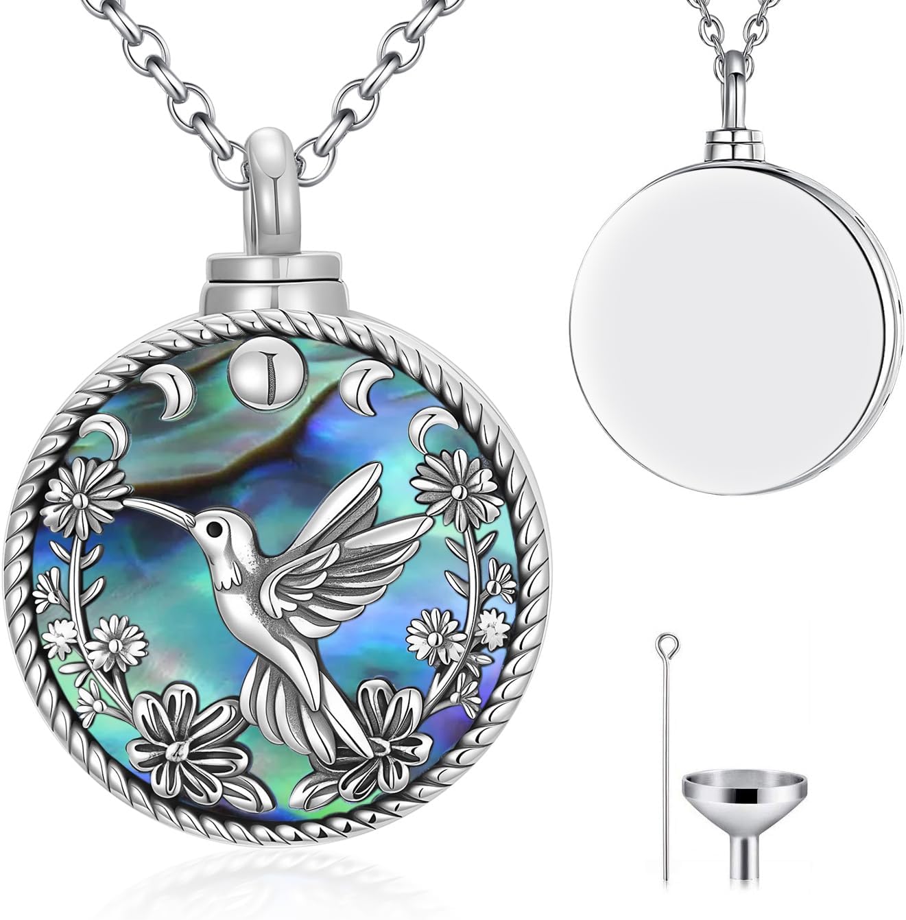 PELOVNY Urn Necklaces for Ashes of Loved Ones 925 Sterling Silver Personalized Heart Locket Urn Necklace Cremation Keepsake Memorial Jewelry Gifts for Women Men