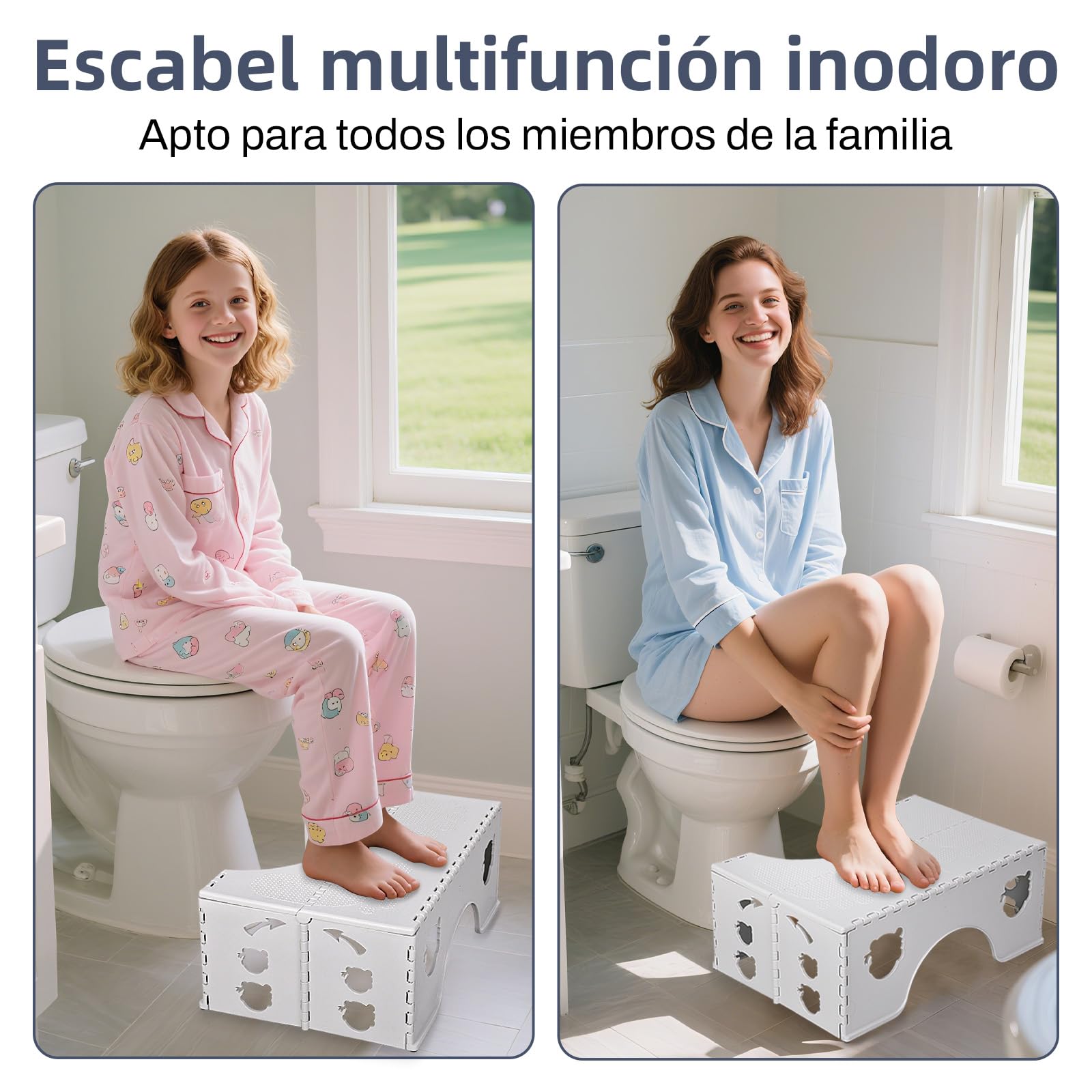 Taburete de Inodoro Plegable – Taburete fisiológico para baño y WC para Adultos y niños