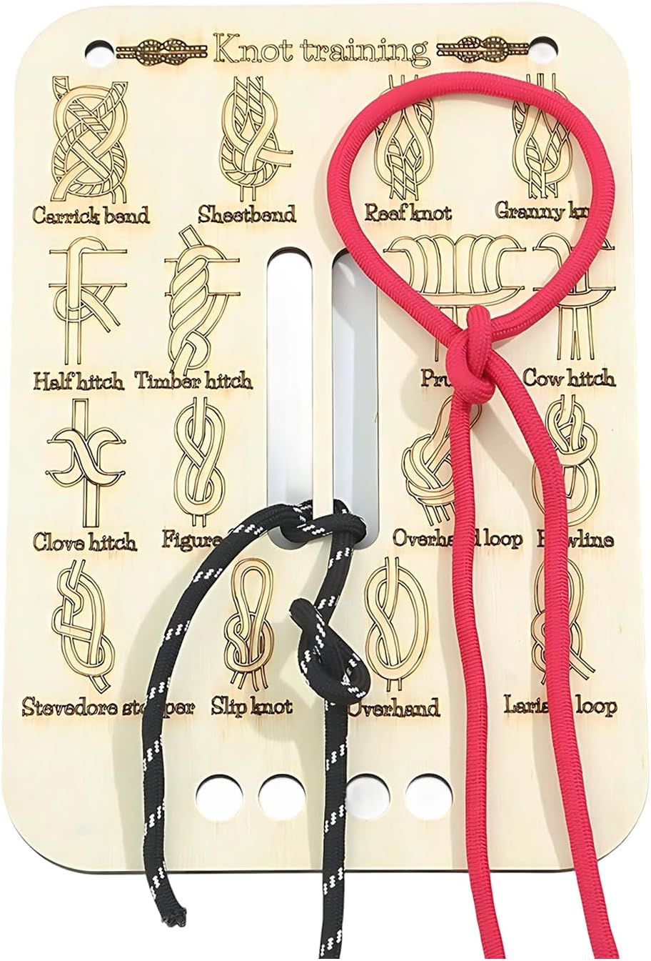 Rope for Knot Tying Practice, Knot Training Board Kit with 2 Ropes, Essential Outdoor Survival Tools for Camping, Hiking, Sailing, and DIY Projects, Choice for Hiking Lover