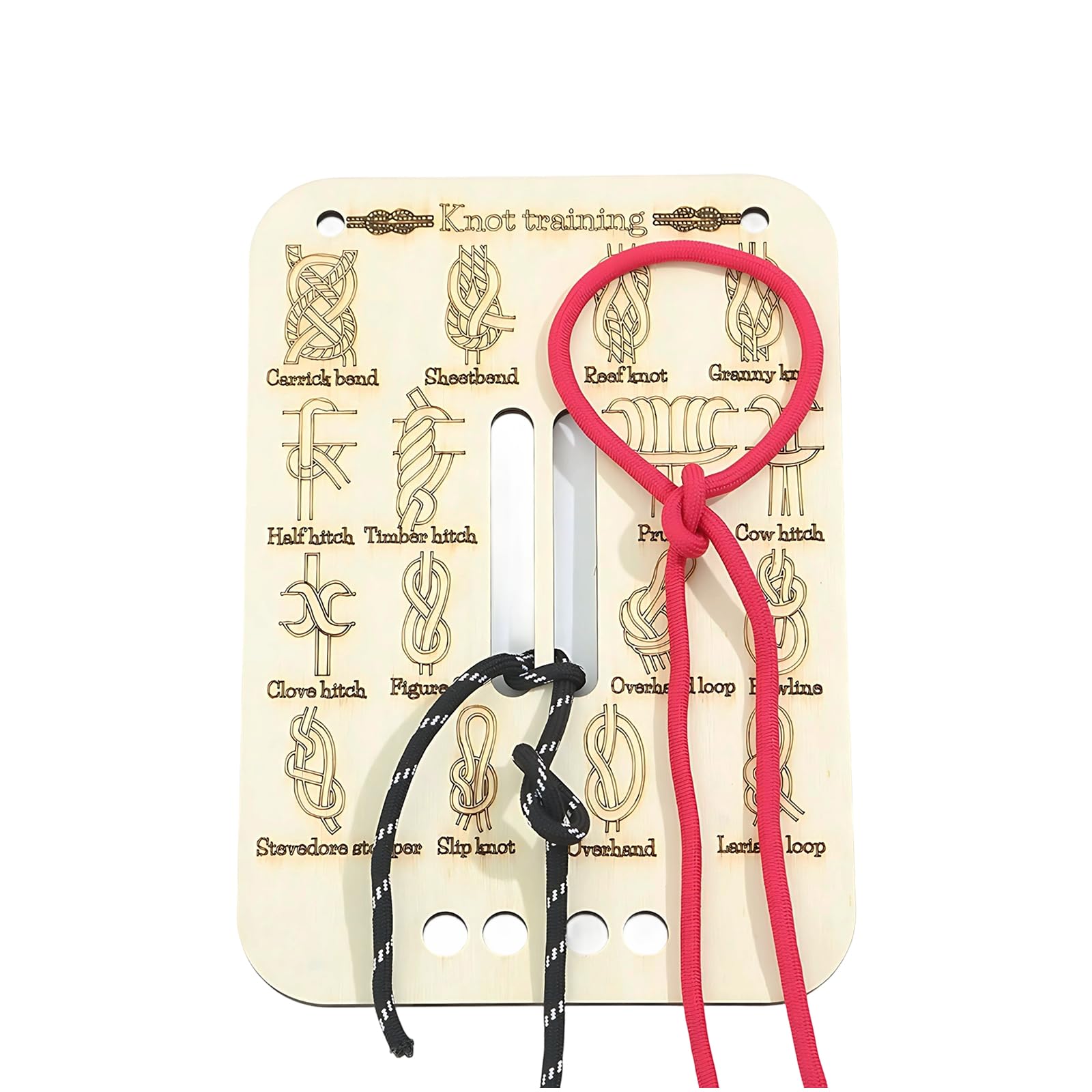 Rope for Knot Tying Practice, Knot Training Board Kit with 2 Ropes, Essential Outdoor Survival Tools for Camping, Hiking, Sailing, and DIY Projects, Choice for Hiking Lover