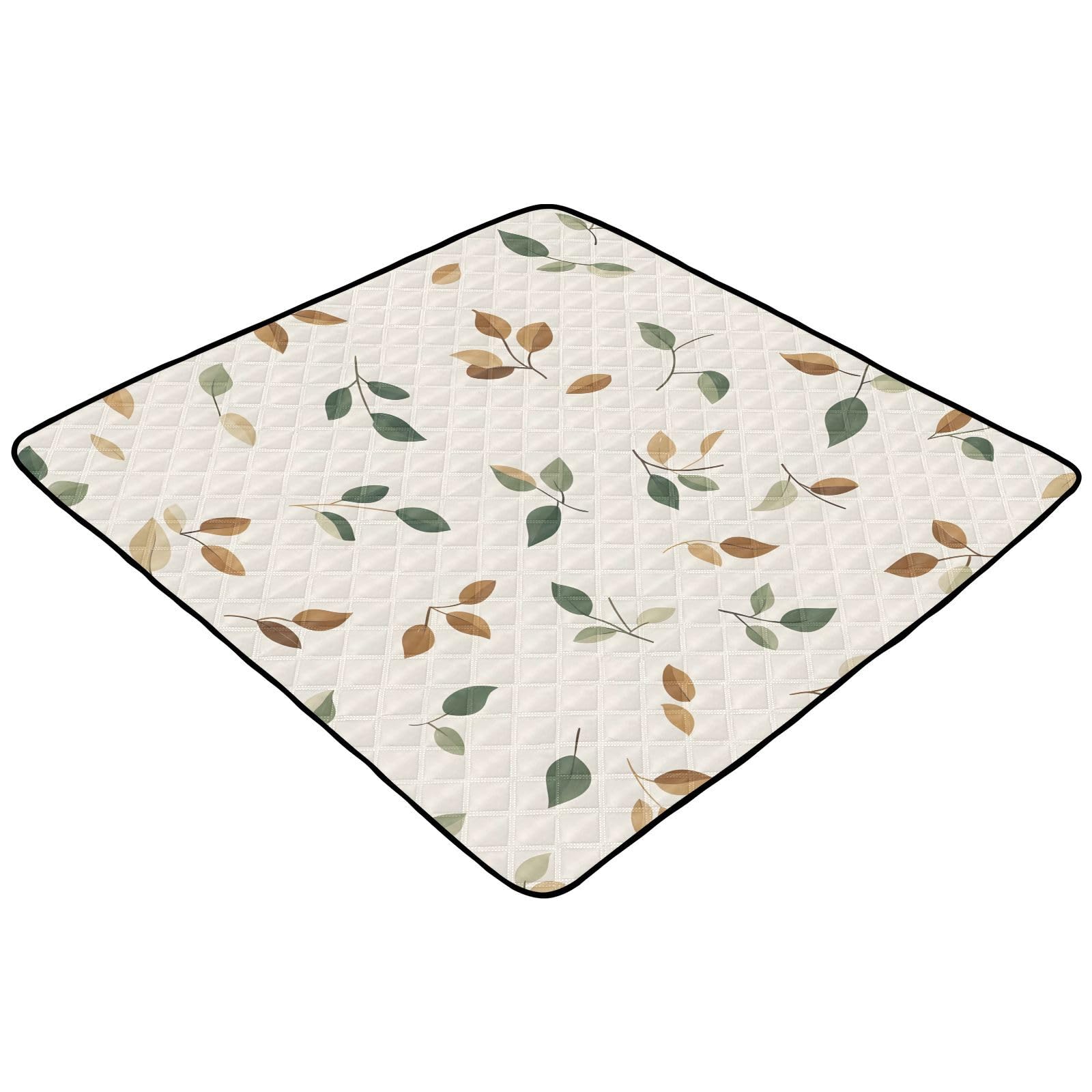 BOESI Doodle Colorful Leaf Pattern Baby Play Mat, 50“ X 50” Washable Folding Crawling Mat, Baby Floor Mat, Soft, Thick, Non-Slip