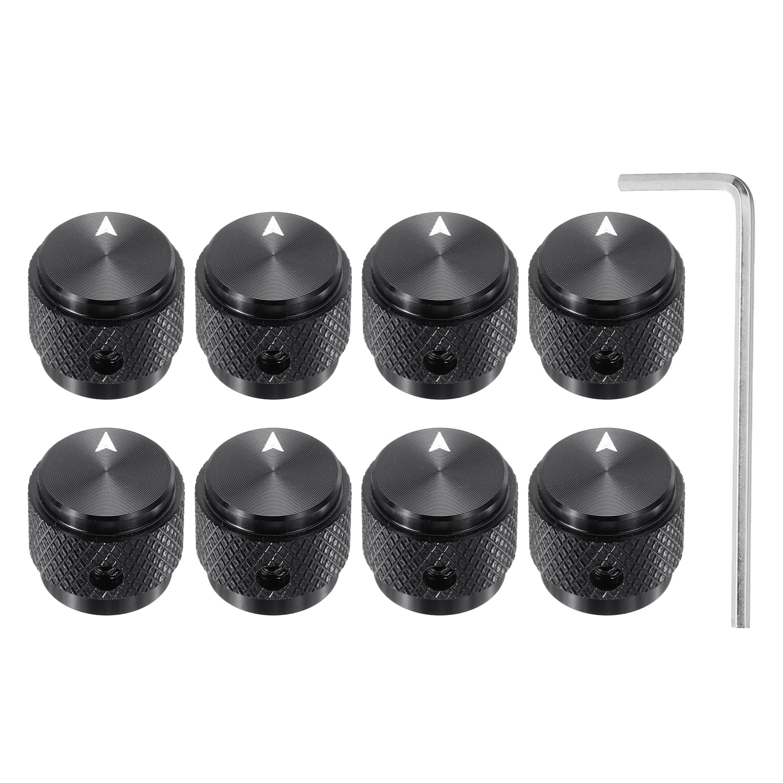 Boutons de potentiomètre universels en aluminium noir de 6mm pour réglage de guitare et basse x8