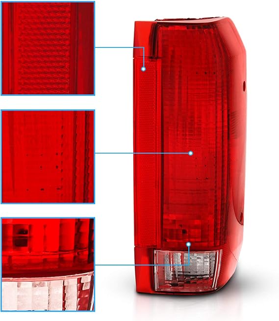 AmeriLite Red Replacement Tail Light Assembly Set for Ford Bronco / F150 F250 F350 Styleside Pickup - Driver and Passenger Side
