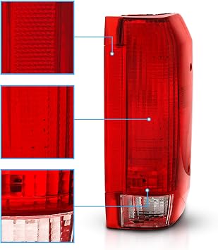 AmeriLite Red Replacement Tail Light Assembly Set for Ford Bronco / F150 F250 F350 Styleside Pickup - Driver and Passenger Side