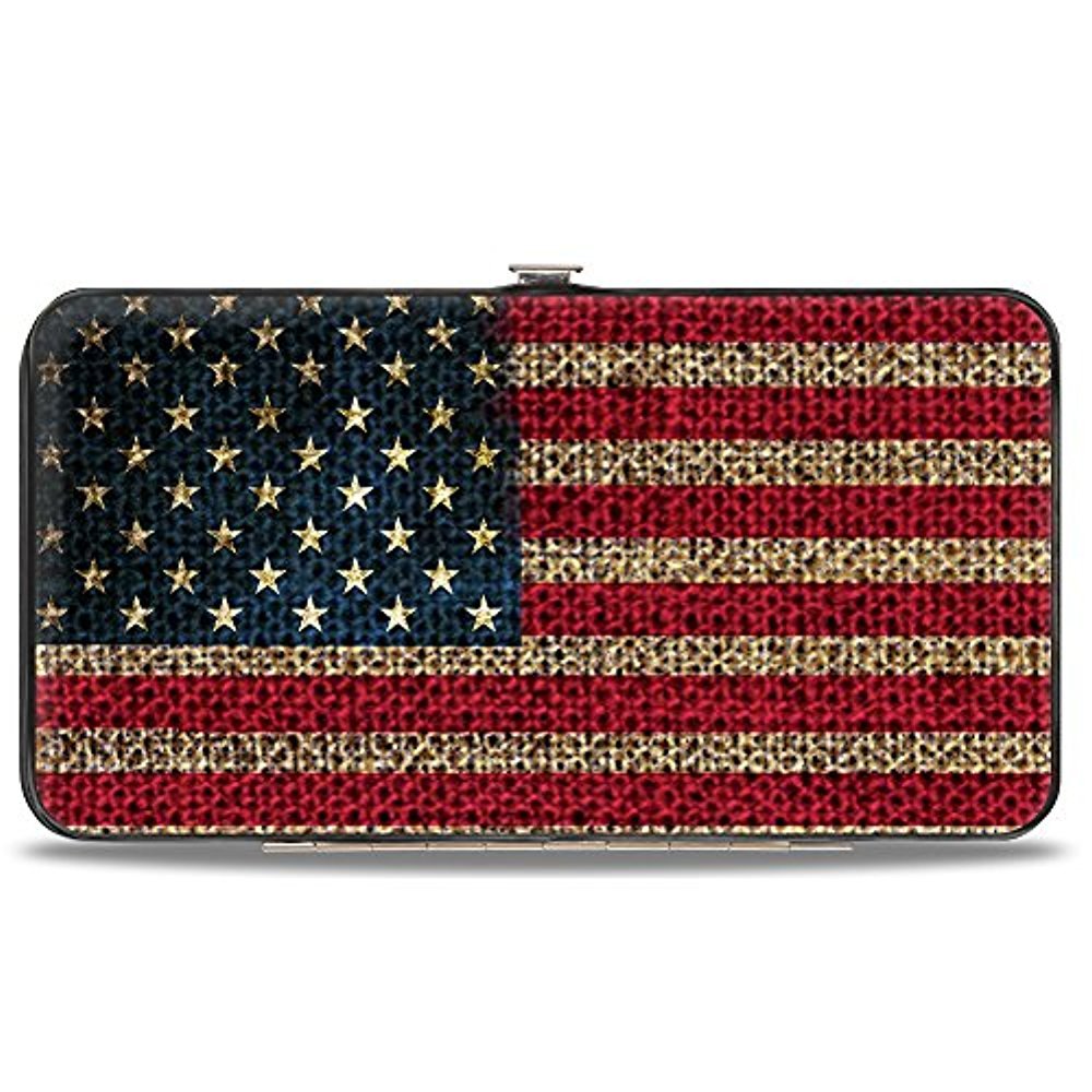Buckle-Down womens Buckle-down Hinge - Vintage Us Flag Stretch Wallet, Multicolor, 7 x 4 US