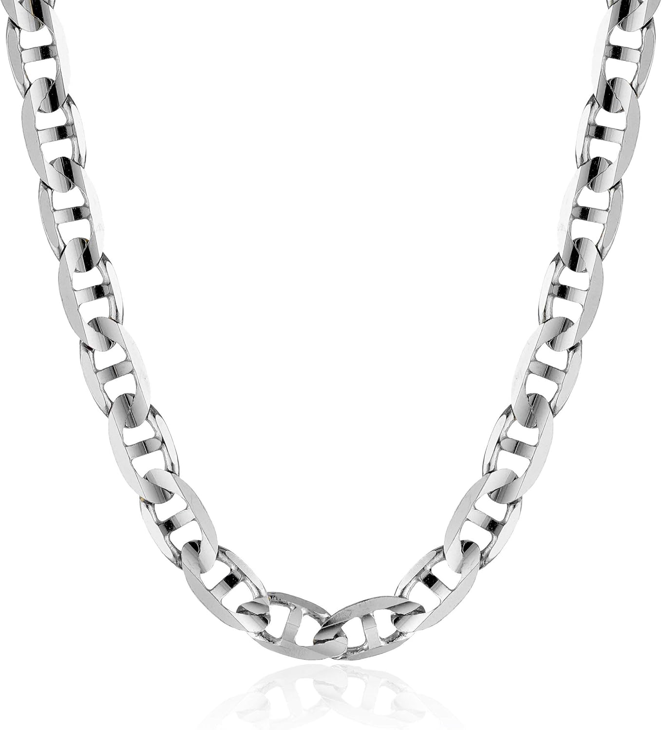 ARGENTO REALE 925 Sterling Silver Necklce 3.5MM - 8MM Solid Flat Mariner Anchor Link Chain Necklace- Sterling Silver Necklace Chain 16-30 Silver chain made in italy