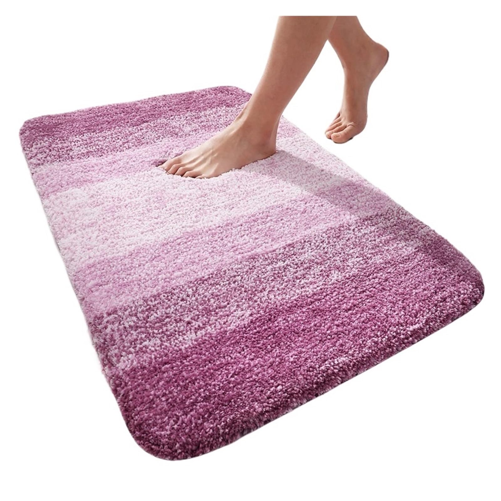 Shower Mat Bathroom Rug Soft Foot Mat Absorbent Microfiber Bath Rugs Non-Slip Plush Carpet Wash Dry For Floor Shower(Purple,41x61cm (16x24 inch))