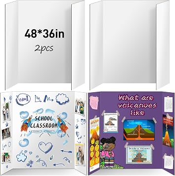 IKAYAS 2 Pack Trifold Poster Board 36" X 48" Double Sided Display Board