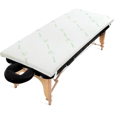HOMBYS Memory Foam Massage Bed Mattress Topper with Cooling Rayon Derived from Bamboo Cover, Lash Bed Table Mattress Topper with Elastic Bands, Cushion Only, White, 73" x 29"