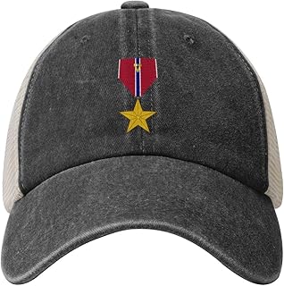 Military Bronze Star Medal with V Device Baseball Cap Adjustable Fashion Mesh Caps Casual Duck Tongue Hat Trucker Hats