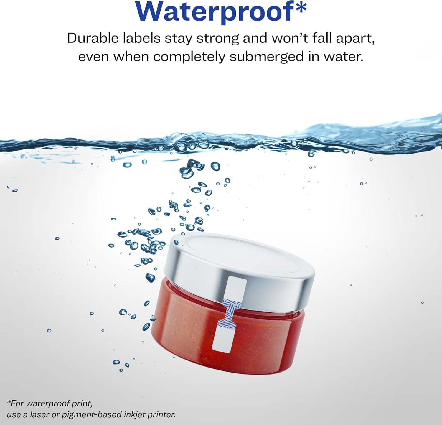 Avery Printable Durable White Barbell Labels, Sure Feed Technology, 0.5" x 2.5", Waterproof Labels, Laser & Pigment-Based Inkjet Compatible, 2250 Total