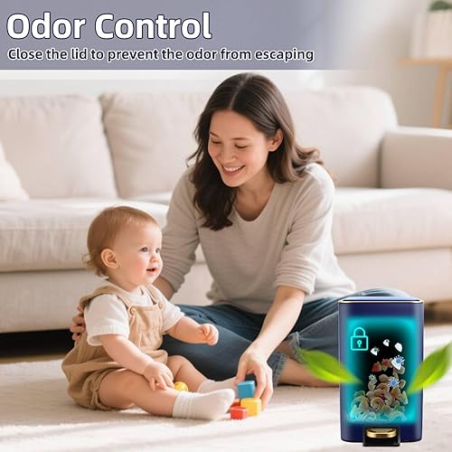 Miniatura 10 de Cubo de basura pequeño para baño con tapa de cierre suave, cubo de basura de acero inoxidable de 10 litros2.6 galones con cubo interior extraíble,