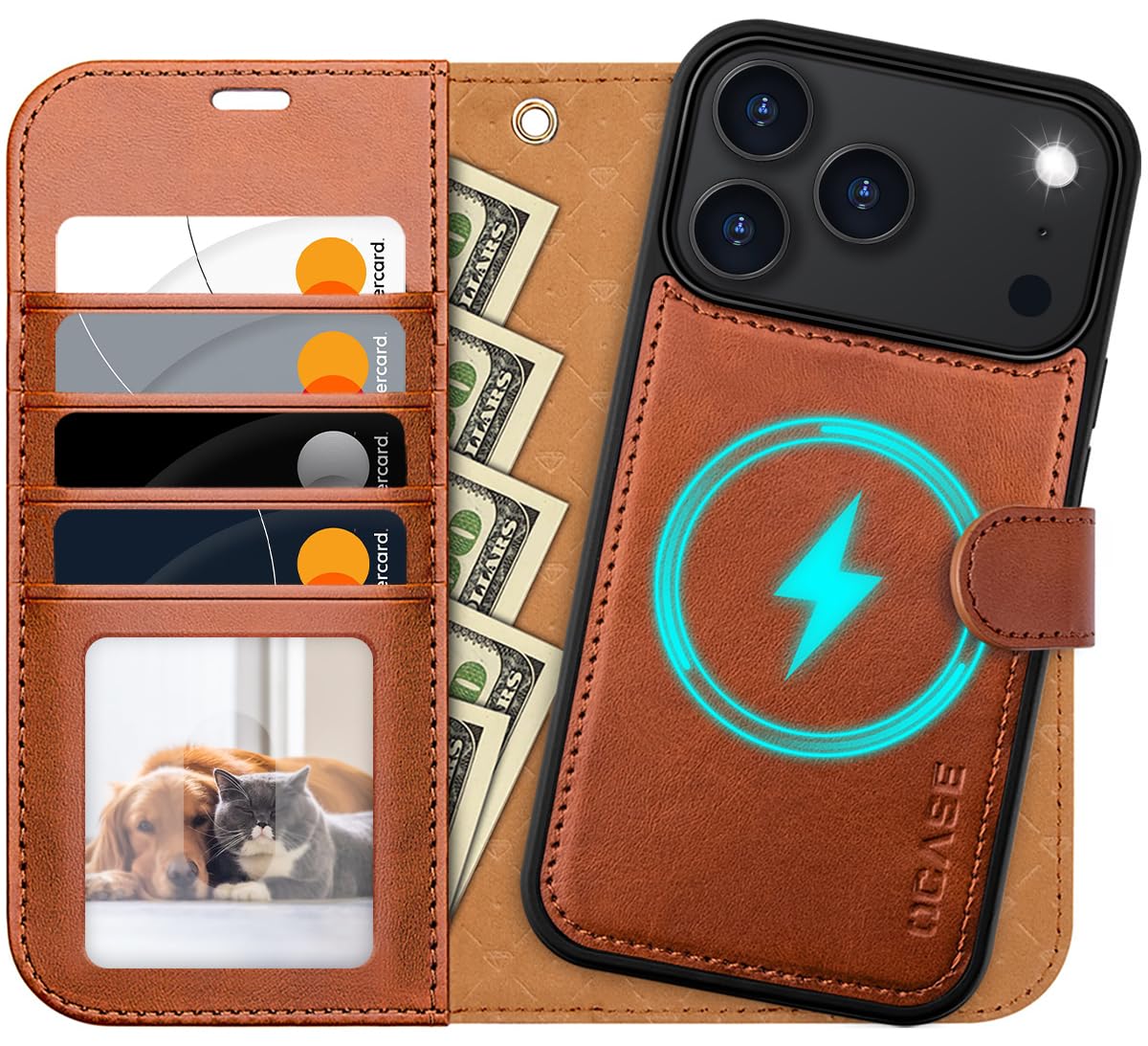 OCASE for iPhone 17 Pro Max Detachable Wallet Case with Card Holder, 2 in 1 PU Leather Flip Folio with RFID Blocking Stand Wrist Strap Shockproof