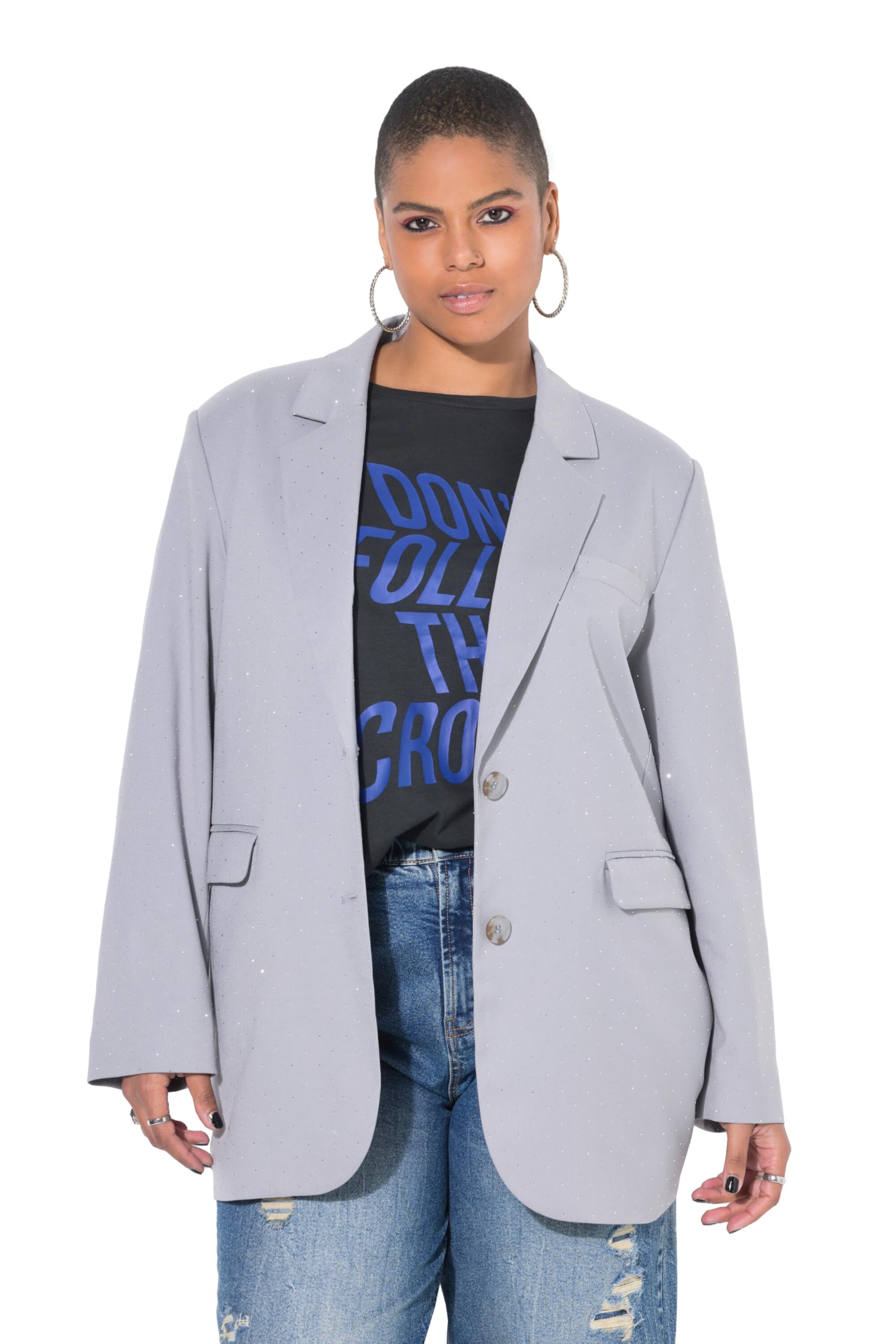 Studio Untold Damen große Größen Übergrößen Plus Size Blazer, Oversize Shape, Glitzersteinchen 842811
