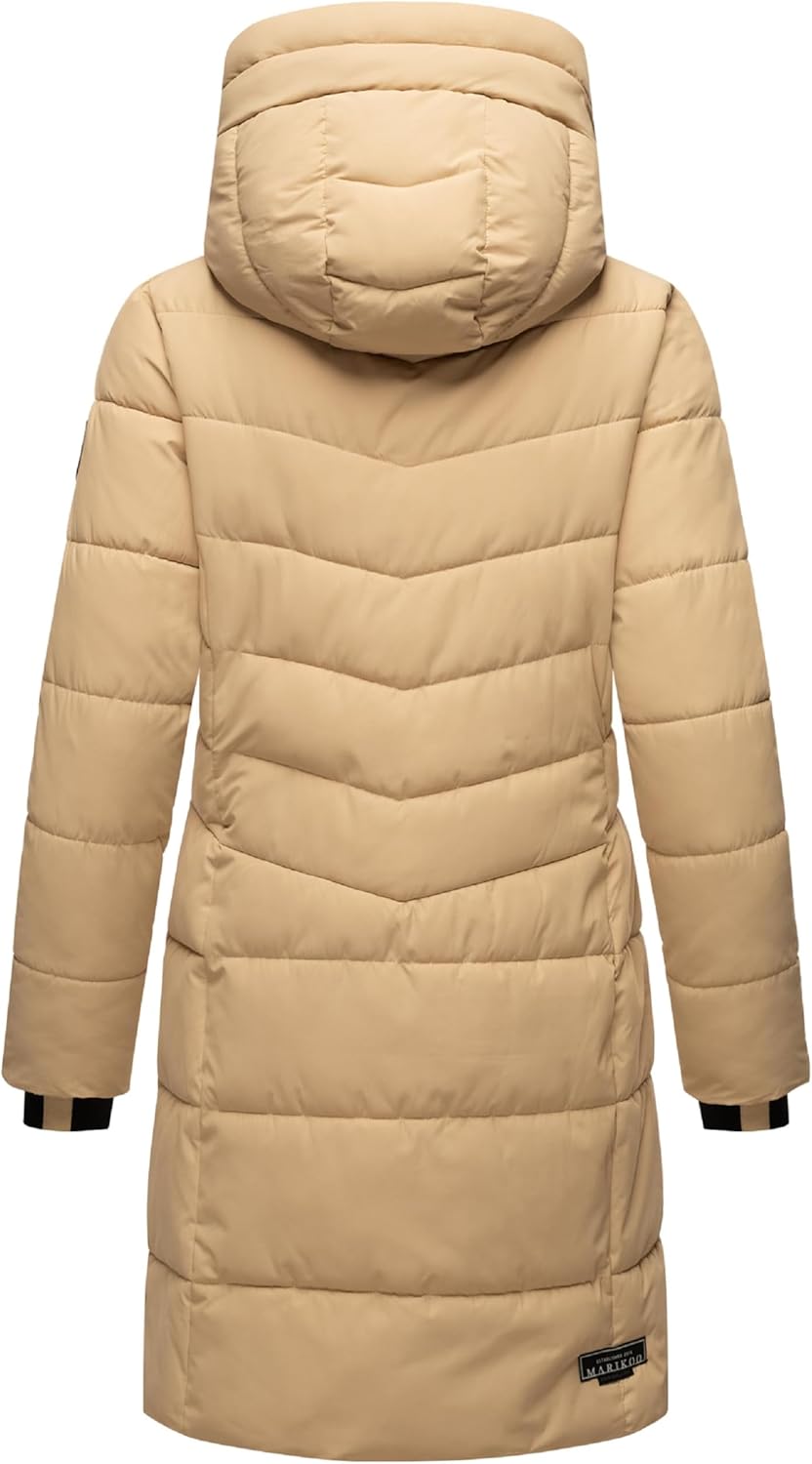 Marikoo Women's Warm Winter Coat with Hood - Quilted Thigh-Length Jacket - Natsukoo XVI XS-6XL - Image 4