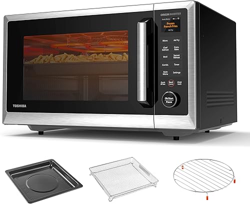 Vista 15 de TOSHIBA Horno de microondas combinado con freidora de aire 8 en 1 para encimera, con convección, parrilla, modo de eliminación de olores, plato