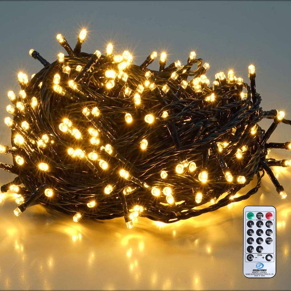 SALCAR 23m 360 LEDs Cadena de Luces, IP44 Impermeable Cadena Ligera Navidad, Cadena Luminosa con 8 Modos, Decoración Interior Exterior para Jardín Balcón Fiestas (Blanco cálido)