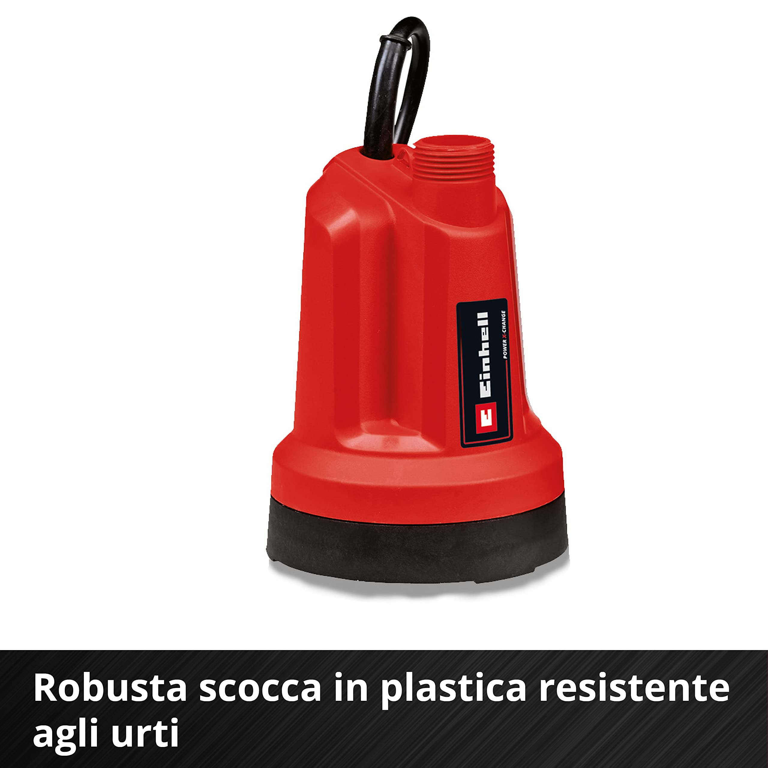 Einhell Pompa per acque chiare a batteria GE-SP 18 LL Li-Solo Power X-Change (ioni di litio, 18 V, aspirazione piatta fino a 1 mm, 108 W, 4.500 l/h, 0,8 bar, senza batteria e caricabatteria)