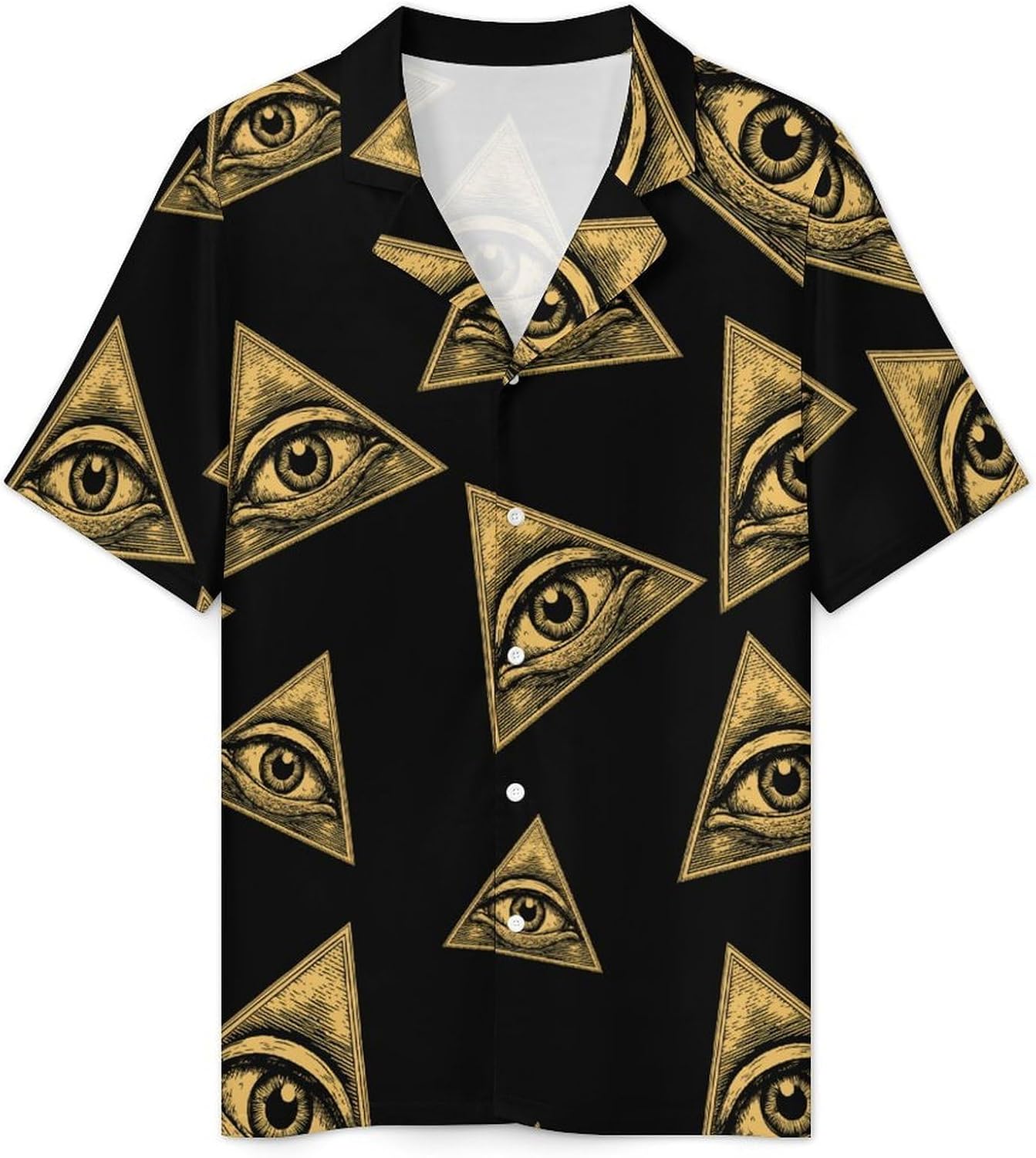 Illuminati Eye of Secret Men's Short Sleeve Pajama Set Satin Silk Like Lounge Sleepwear