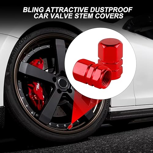 Miniatura 6 de Alpmosn Tapas de vástago de válvula de neumático de aluminio, cubiertas de válvula de rueda, tapa de neumático a prueba de polvo, accesorios