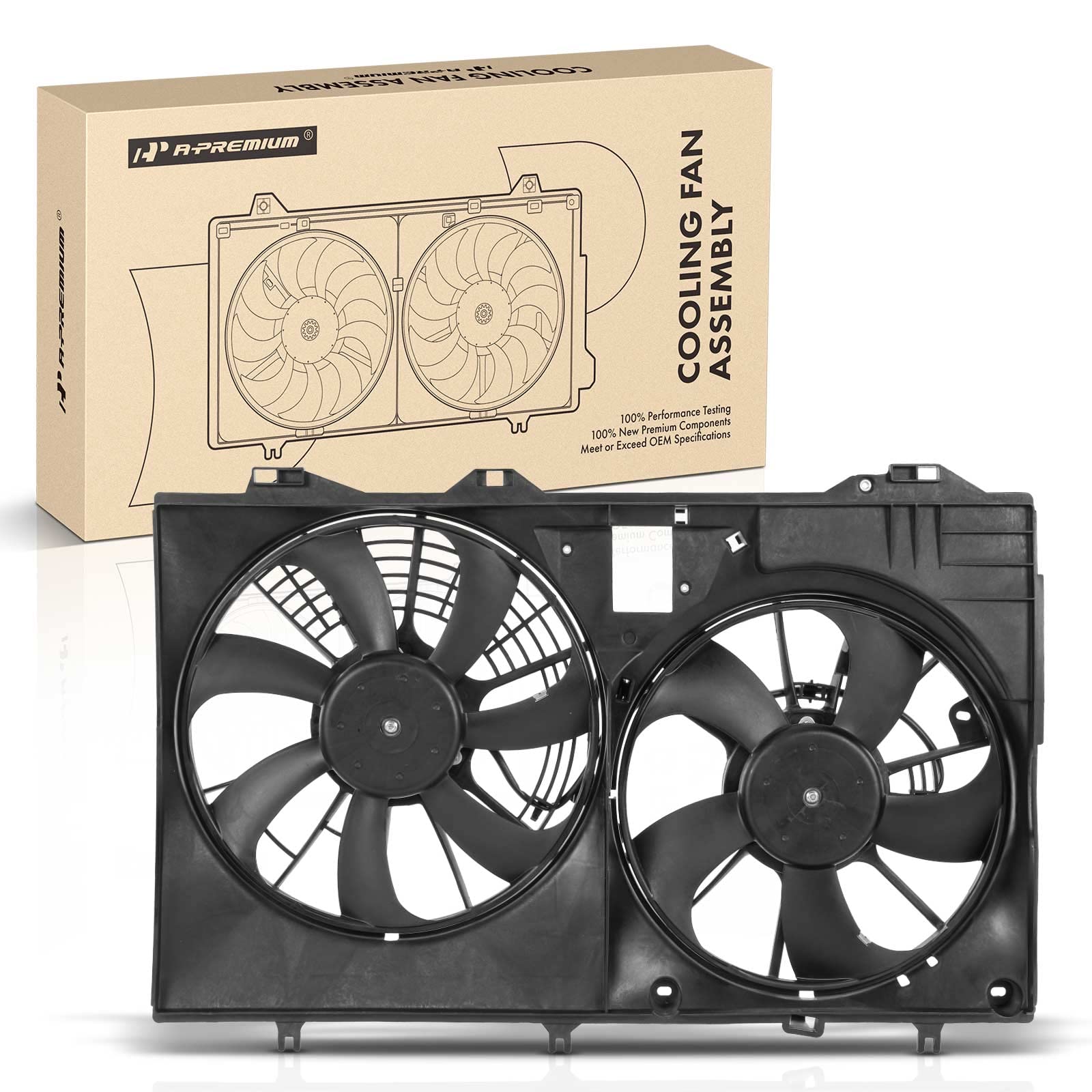 A-Premium Engine Radiator Cooling Fan Assembly Compatible with Select Toyota & Lexus Models - Sienna 2011-2016, RX350 2010-2015 - Replace# 163610P180, 163610P440