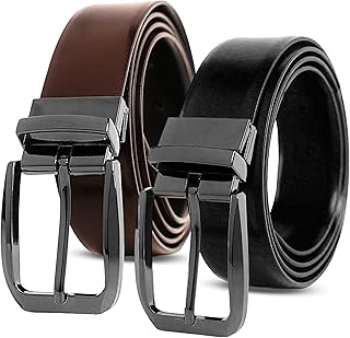 VOGARD Reversible Men’s Belt | Formal & Casual Synthetic Leather | Rotating Buckle | Adjustable Cut-to-Fit | Dress, Offic... Price In India