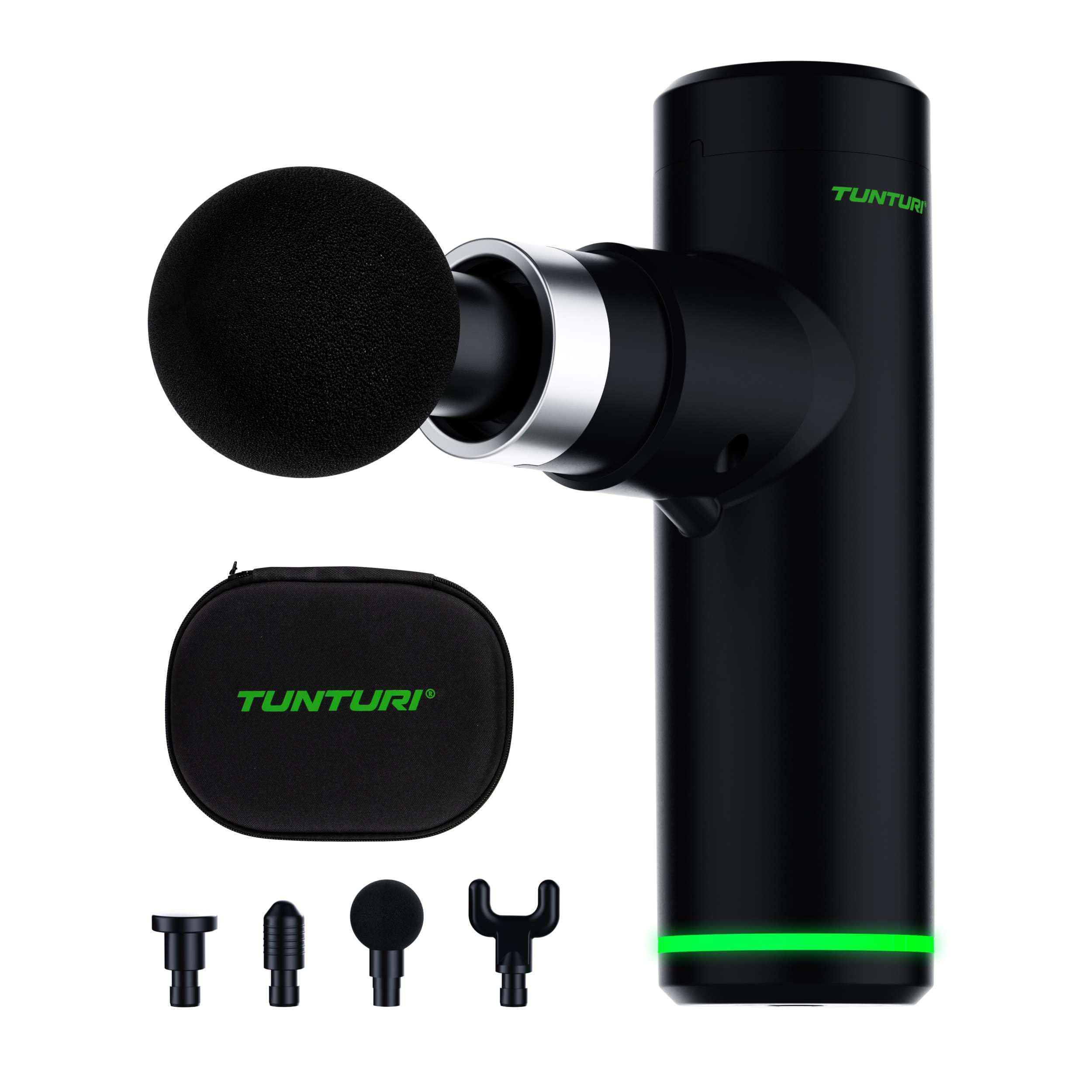 Tunturi Massage Gun Mini - Appareil de massage - Pistolet de massage - Rechargeable - 4 accessoires et étui inclus