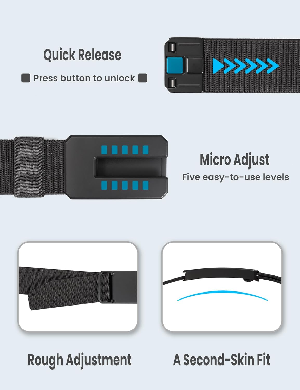 GEIT Stretch Nylon Belts for Men, 1.5" Casual Work Golf Invisible Elastic Web Belt with Adjustable Quick Release Buckle - Image 2